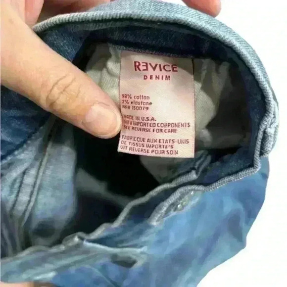 REVICE Denim High Rise Crop Mom Blue Jeans Distressed Light Wash Women's 28 USA - Picture 13 of 15